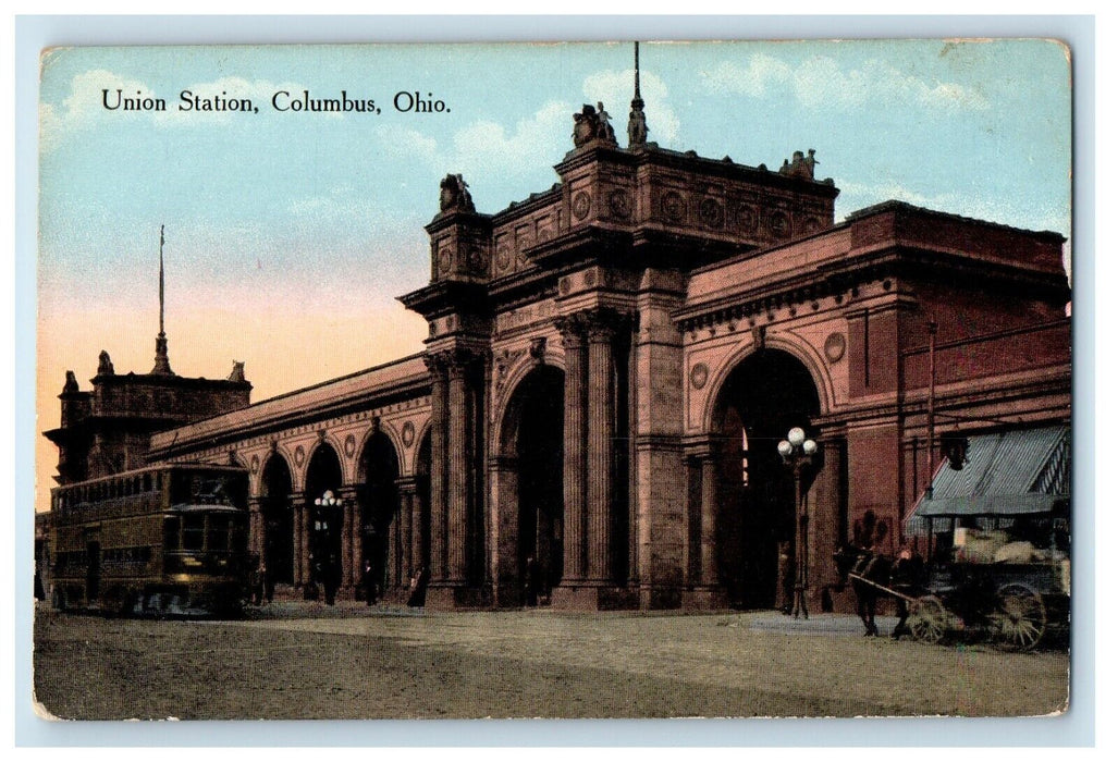 c1910's Union Depot Station Trolley Columbus Ohio OH Unposted Antique Postcard