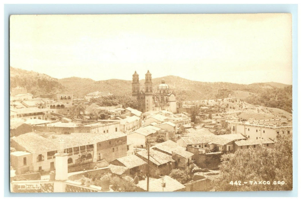 Taxco Mexico RPPC Real Photo Church Kodak Bird's Eye View Vintage Postcard