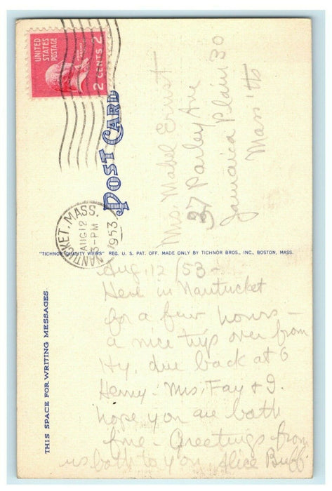 Drying Fish Nets Nantucket Massachusetts 1953 Comment Postmark Postcard