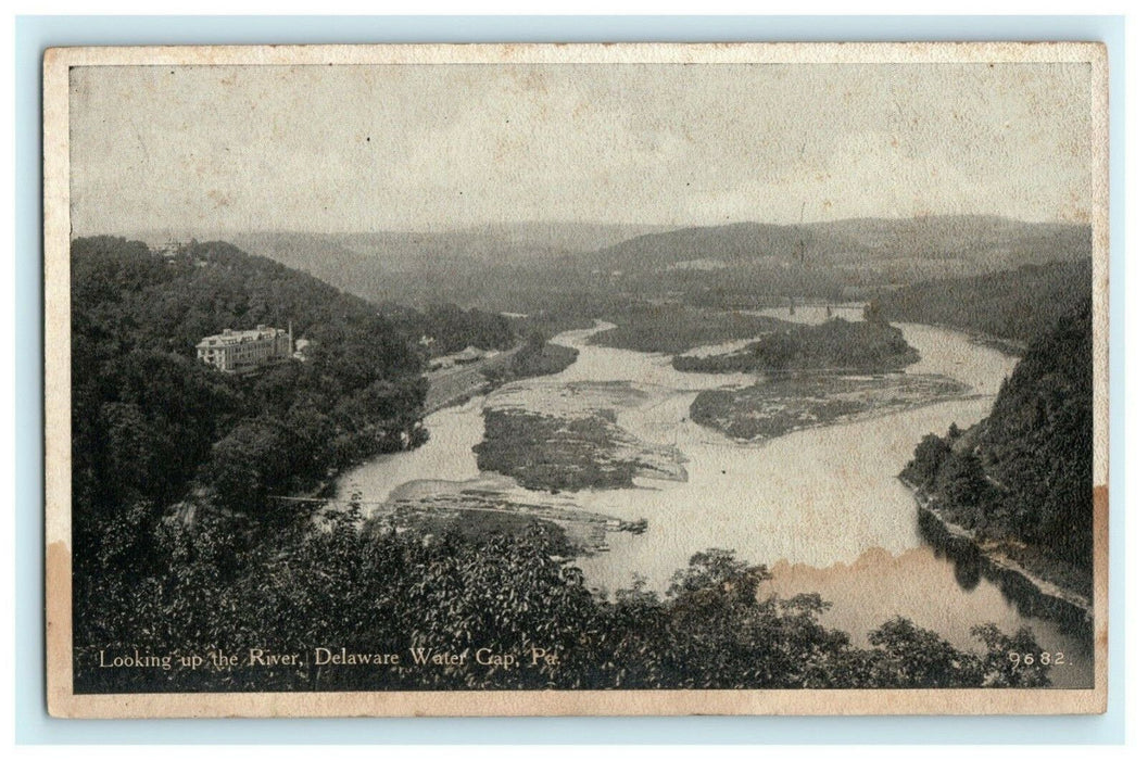 Looking up the River Delaware Water Gap Pennsylvania Vintage Postcard