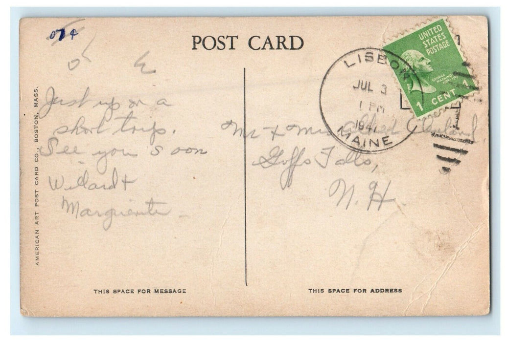 1941 High School Building in Skowhegan, Maine ME Vintage Posted Postcard
