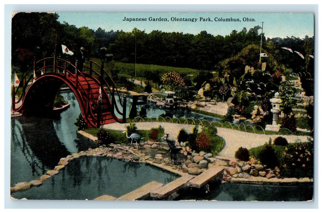 1915 Japanese Garden Olentangy Park Columbus Ohio OH Antique Postcard