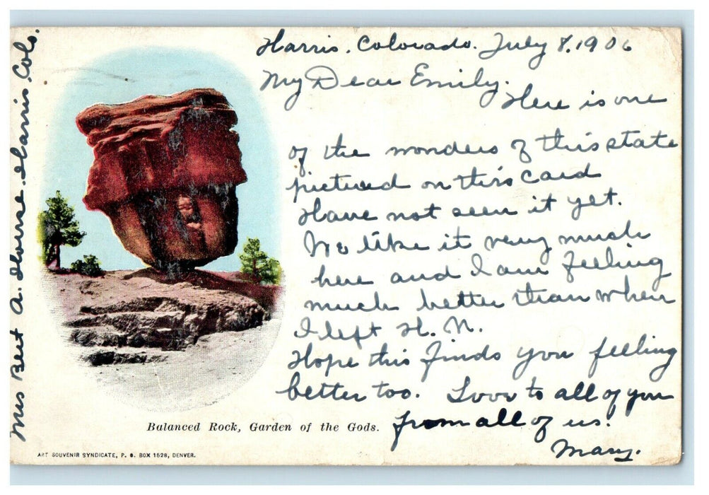 1906 Balance Rock Garden Of The Gods Harris Colorado CO Antique Postcard