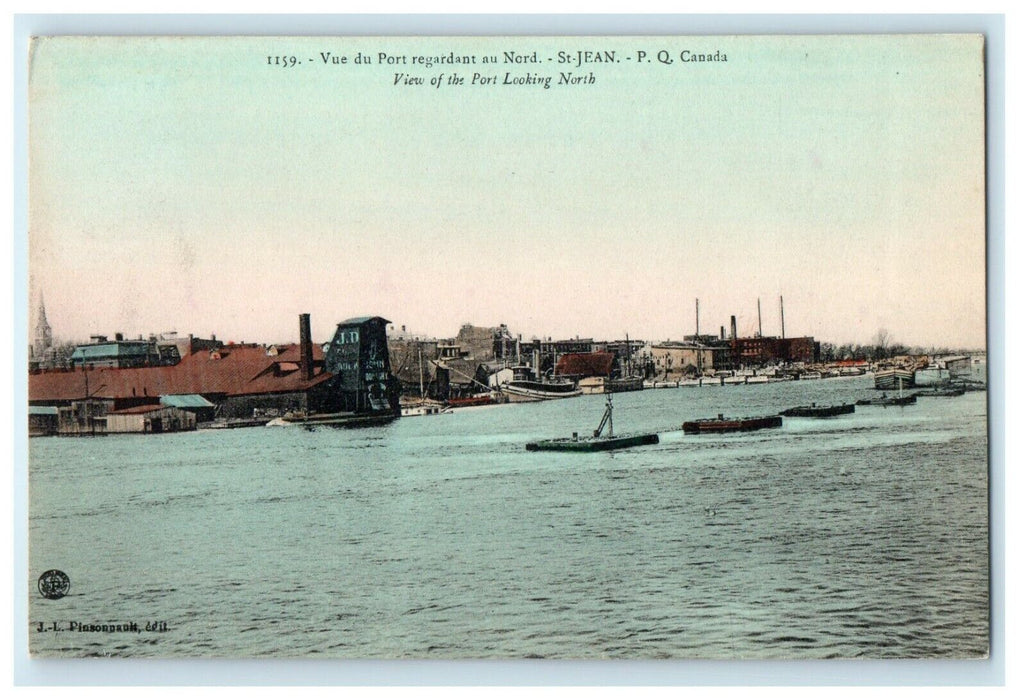 View Of The Port Looking North St-Jean Province Quebec Canada Antique Postcard