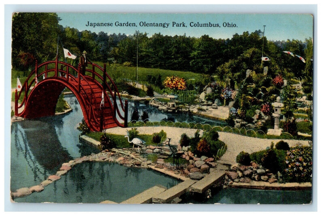 c1930's View Of Japanese Garden Olentangy Park Columbus Ohio OH Vintage Postcard