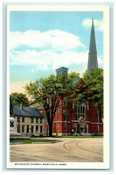 1922 Methodist Church, Westfield Massachusetts MA Antique Unposted Postcard