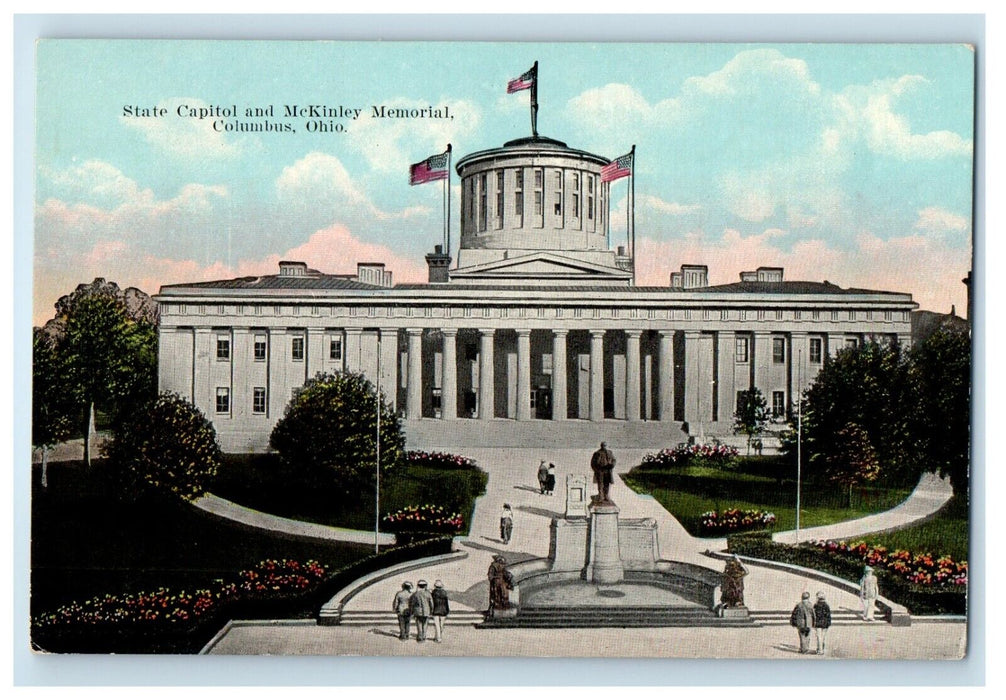 c1910's State Capitol And McKinley Memorial Columbus Ohio OH Antique Postcard