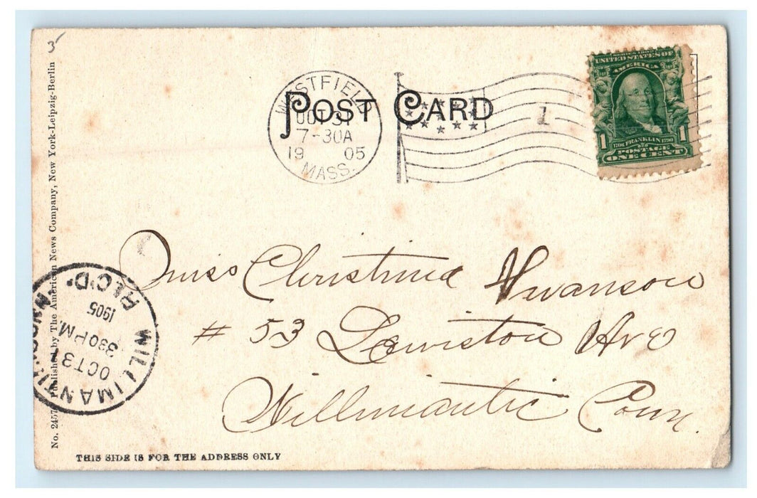 1905 Soldier's Monument, Westfield Massachusetts MA Posted Postcard