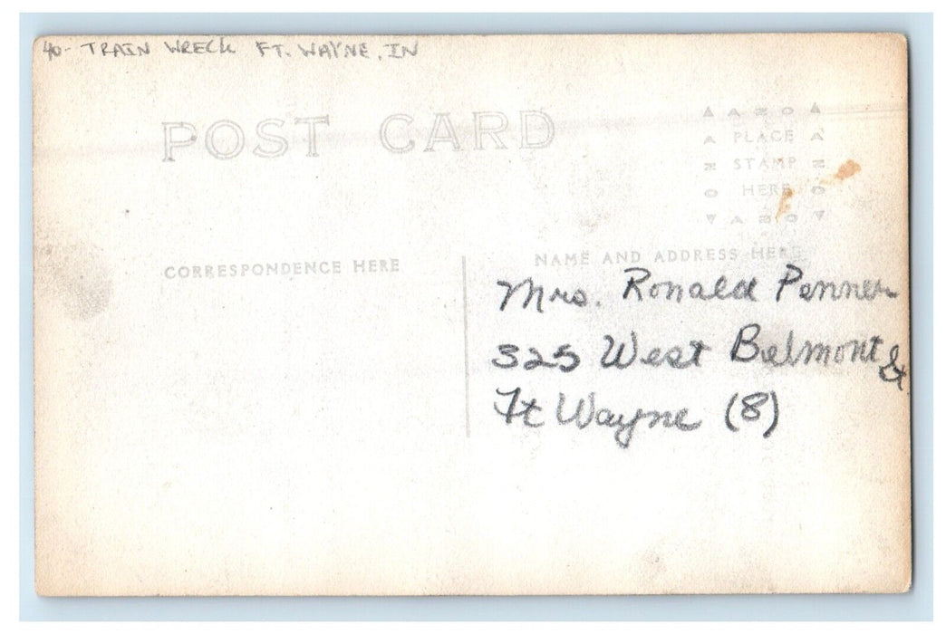 c1910's Train Wreck Collision FT. Wayne Indiana IN RPPC Photo Antique Postcard