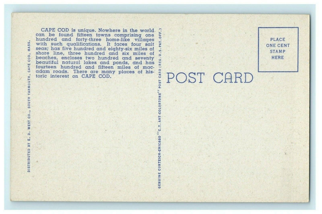 An Old Homestead Cape Cod Massachusetts Home House Lake Vintage Postcard