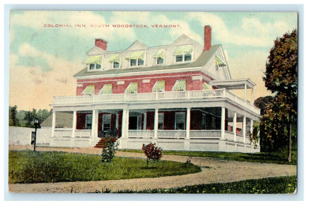 1913 The Colonial Inn South Woodstock Vermont VT Posted Antique Postcard