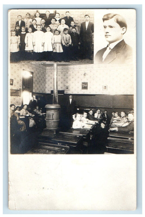 1910 Grade School Interior Summitville Indiana IN RPPC Photo Antique Postcard