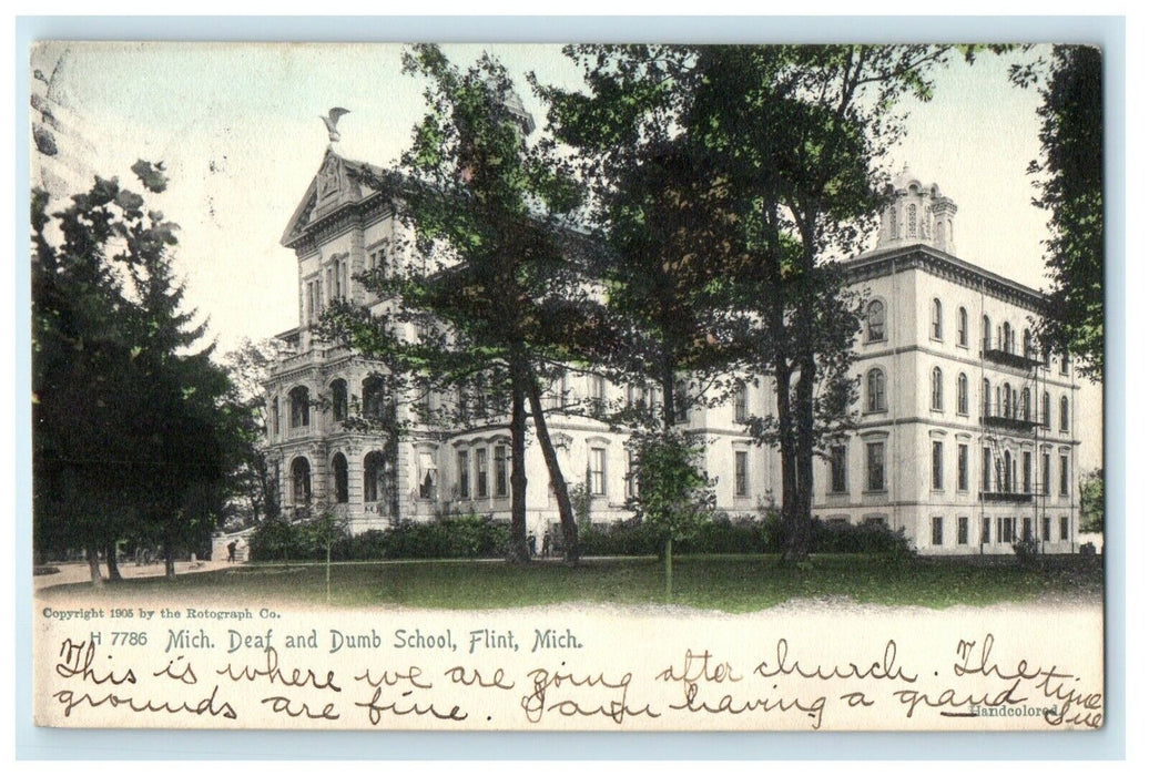 1906 Michigan Deaf and Dumb School, Flint Michigan Antique Postcard