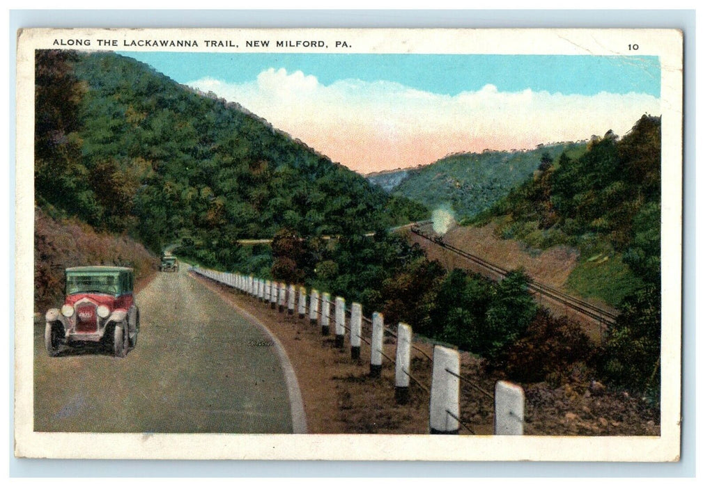 c1920's Along The Lackawanna Trail Cars New Milford Pennsylvania PA Postcard