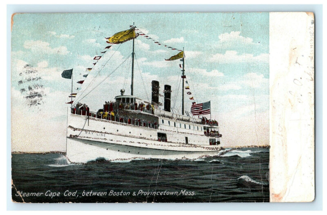 Steamer Cape Cod Massachusetts Boyles Collection Society 1907 Glitter Postcard