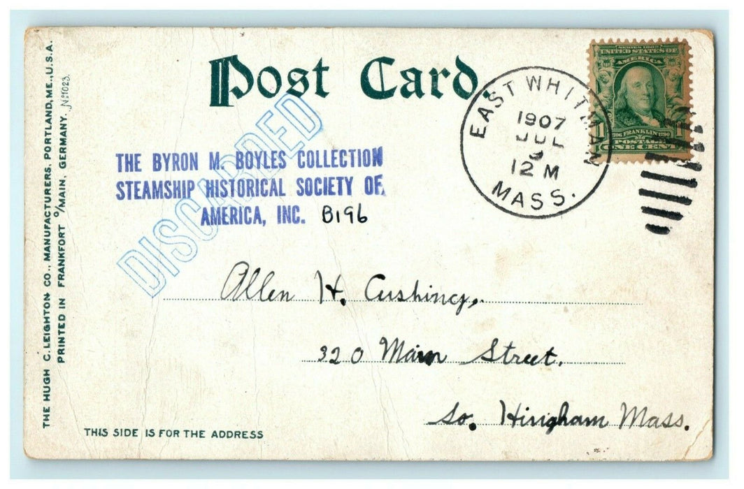 Steamer Cape Cod Massachusetts Boyles Collection Society 1907 Glitter Postcard
