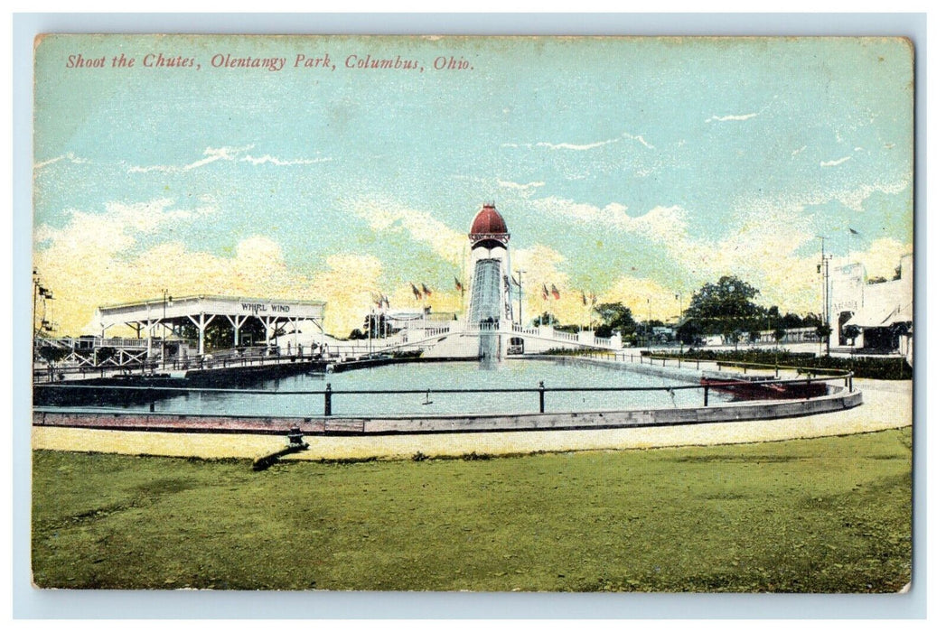 c1910's Shoot The Chutes Olentangy Park Columbus Ohio OH Vintage Postcard