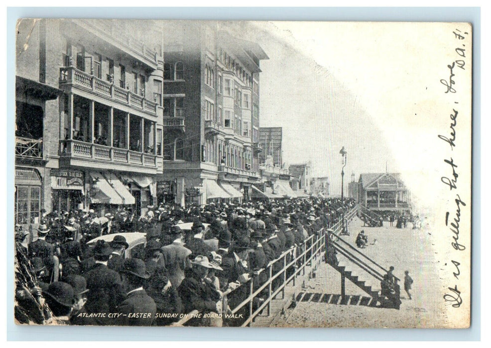 1905 Easter Sunday on the Boardwalk, Atlantic City New Jersey NJ Postcard