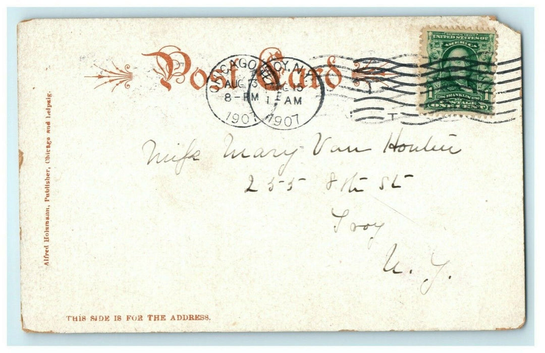 Michigan Avenue North of Congress, Chicago, Illinois 1907 Postmark Postcard