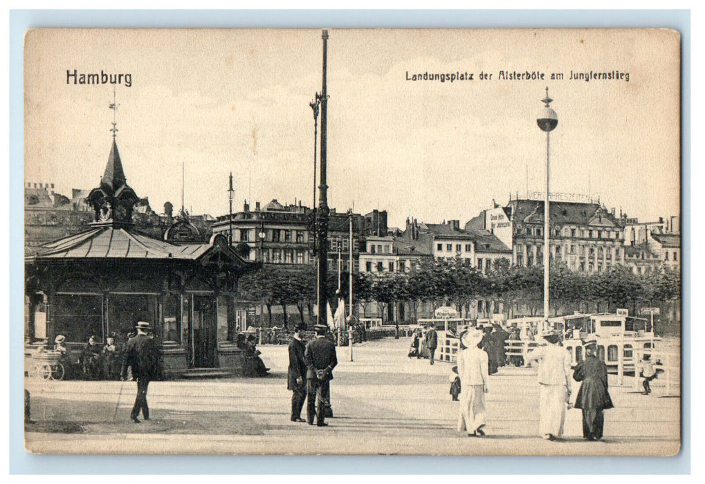 c1910 Landungsplatz Der Alsterbole Am Junglernslieg Hamburg Germany Postcard