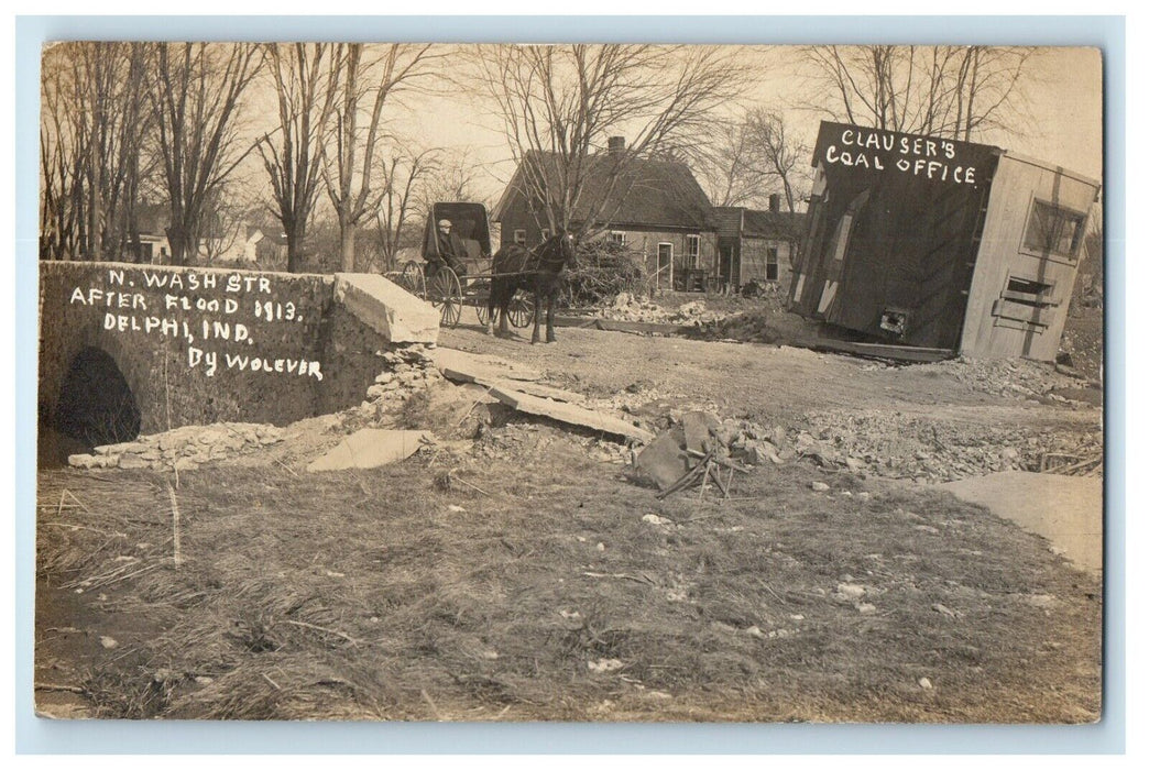 1913 N. Wash Street After Flood Delphi Indiana IN RPPC Photo Antique Postcard
