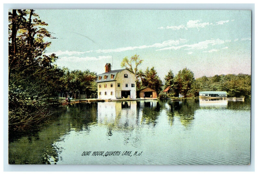 1911 Boat House, Gulvers Lake, New Jersey NJ Antique Unposted Postcard