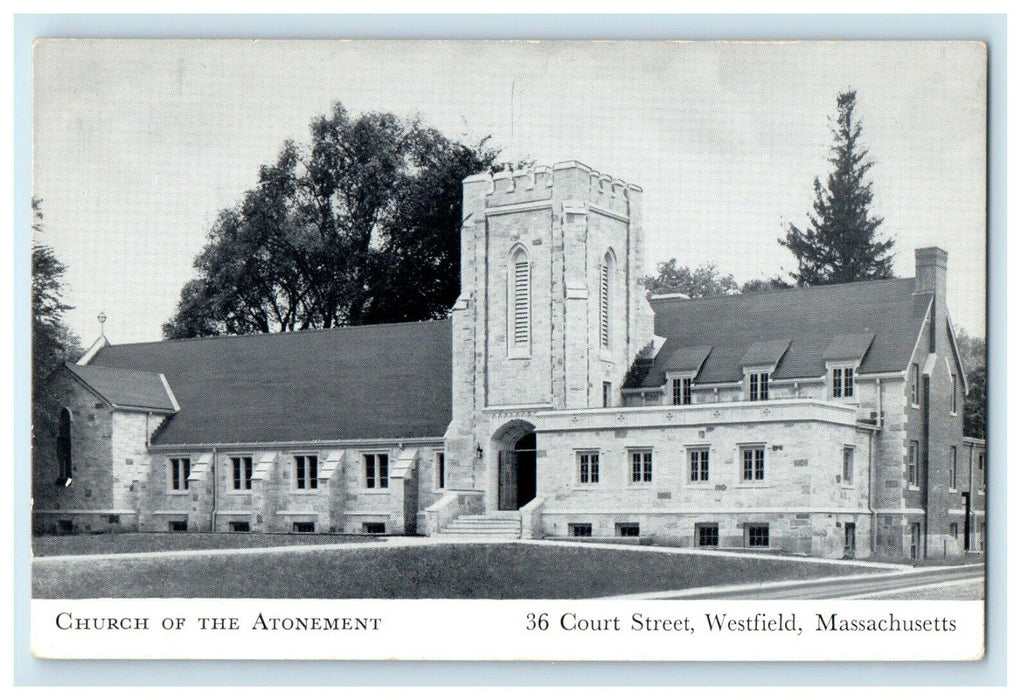 1930s Church of the Atonement, Westfield Massachusetts MA Antique Postcard