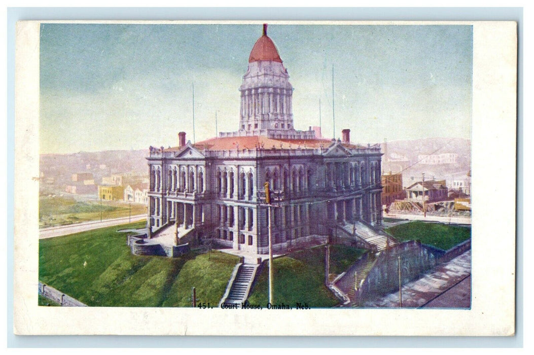 c1905 The View Of Court House Omaha Nebraska NE Antique Postcard