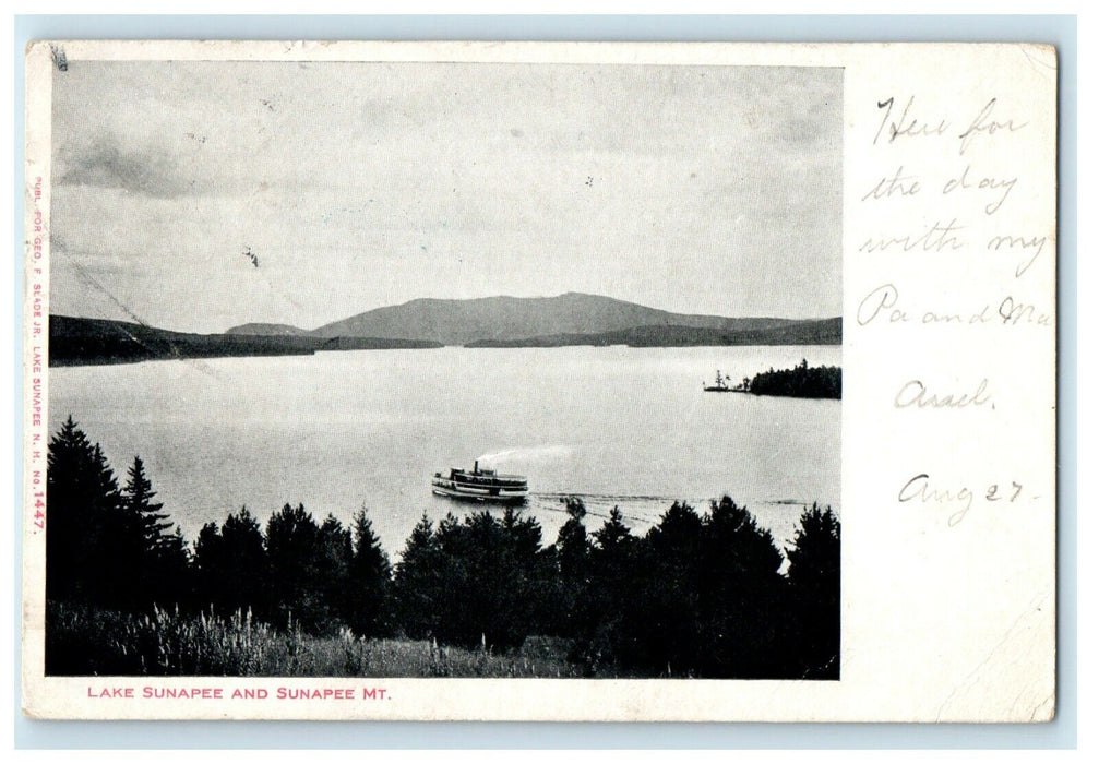 1905 Lake Sunapee And Sunapee MT Steamboat Springfield Massachusetts Postcard