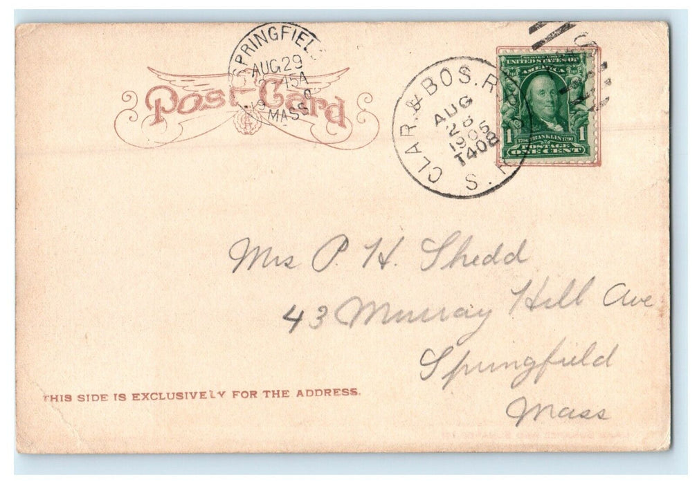1905 Lake Sunapee And Sunapee MT Steamboat Springfield Massachusetts Postcard