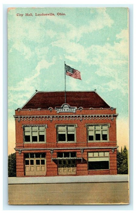 City Hall Loudonville Ohio Early 1900's Vintage Postcard