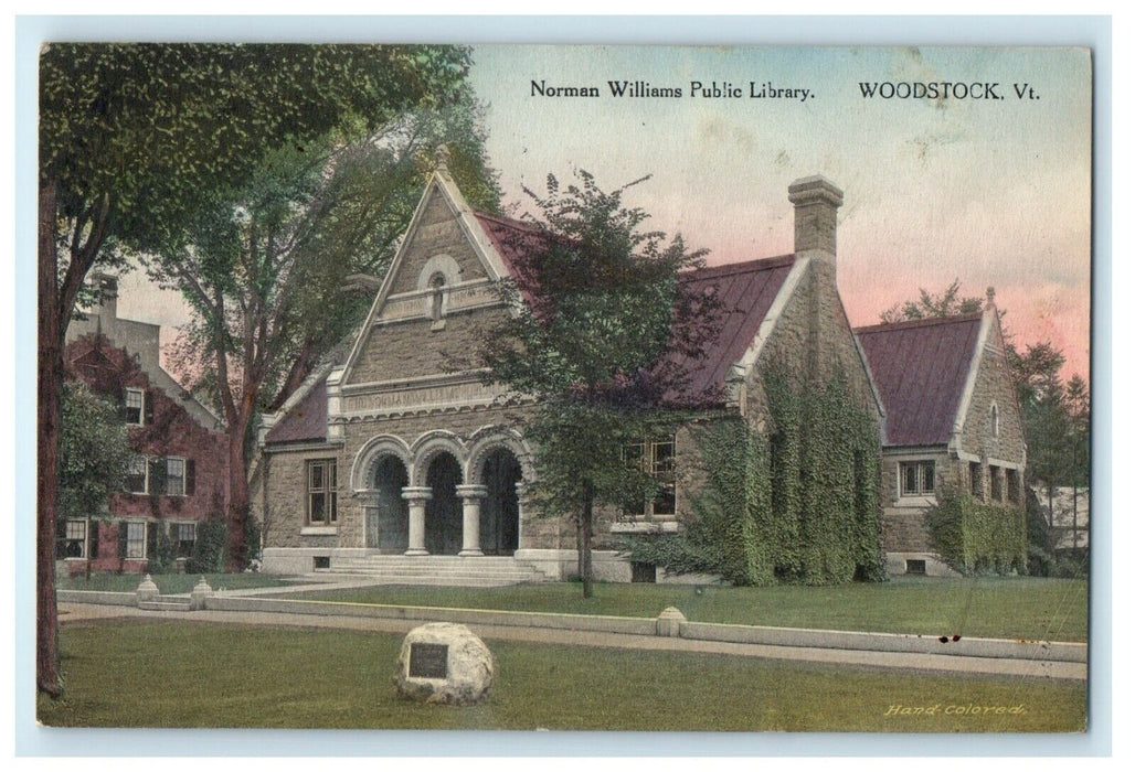 c1910 Norman Williams Public Library Woodstock Vermont VT Antique Postcard