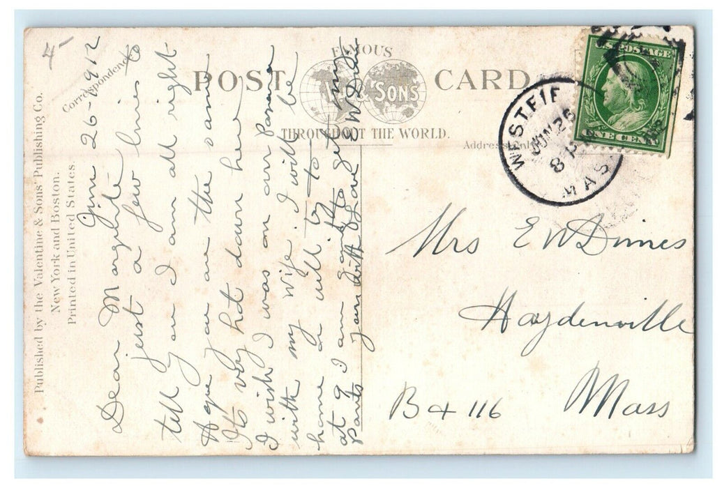 1912 Iron Bridge, Little River, Westfield Massachusetts MA Antique Postcard