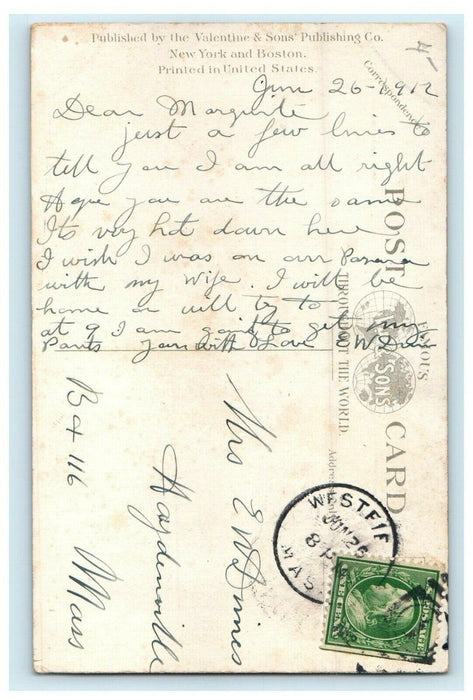 1912 Iron Bridge, Little River, Westfield Massachusetts MA Antique Postcard
