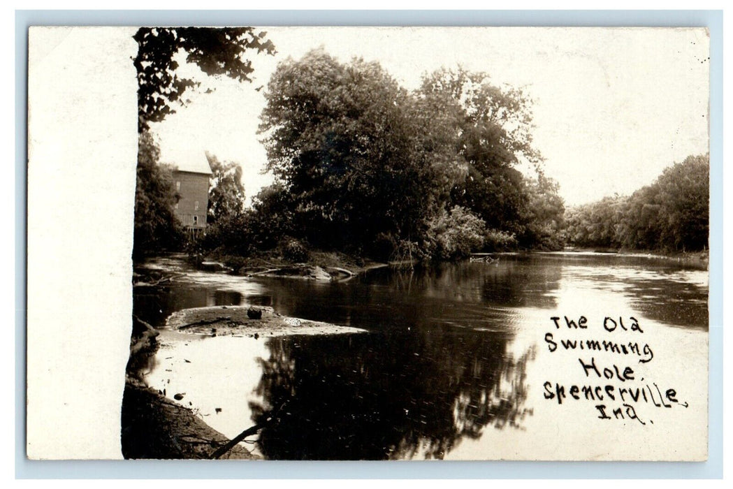 c1930's The Ola Swimming Hole Spencerville Indiana IN RPPC Photo Postcard