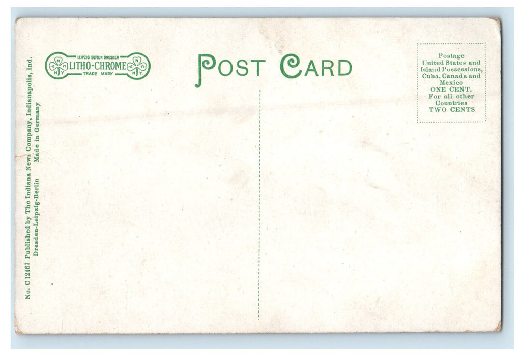 c1910 Washington Street Looking East Greencastle Indiana IN Antique Postcard