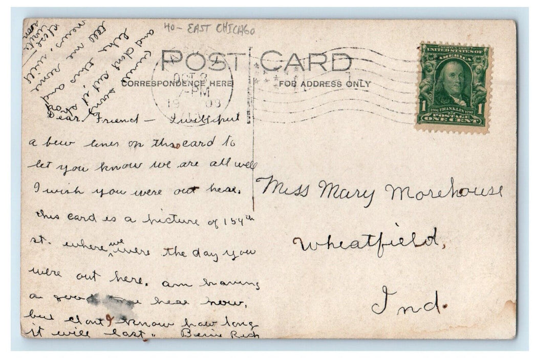 1908 Main Street View Of East Chicago Harvey Illinois IL RPPC Photo Postcard