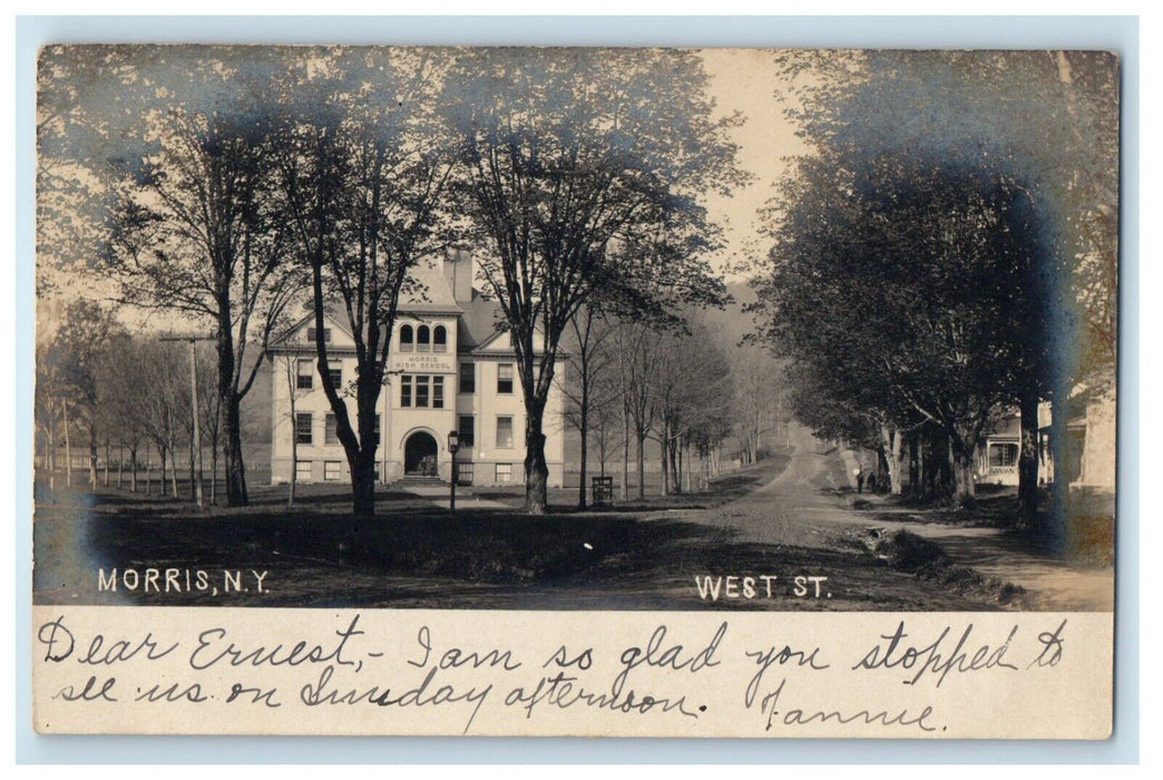 1906 Morris High School West Street Morris New York NY RPPC Photo Postcard