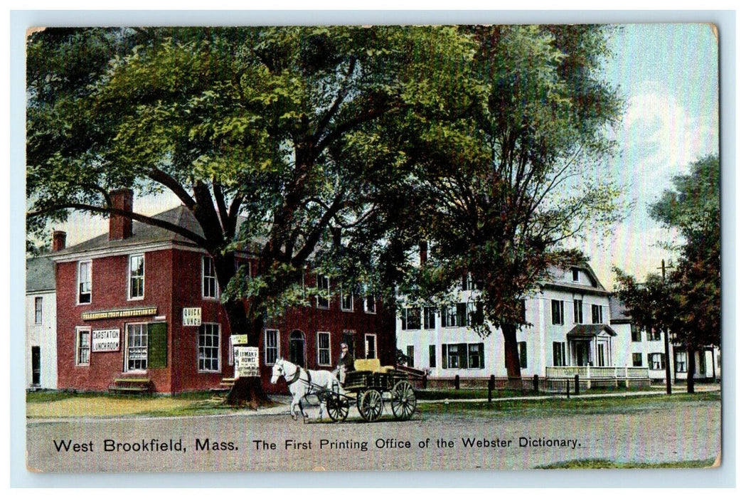 1908 Webster Dictionary Printing Office, Massachusetts MA Antique Postcard