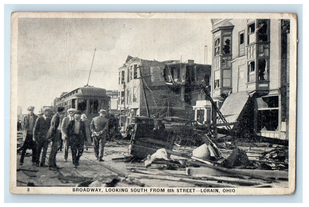 1924 Broadway Looking South From 6th Street Lorain Ohio OH Antique Postcard