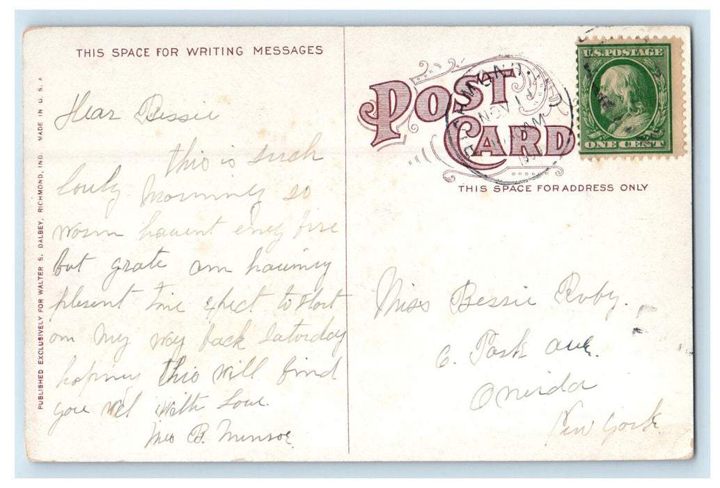 1909 North A. Street, Post Office, Masonic Temple Richmond Indiana IN Postcard