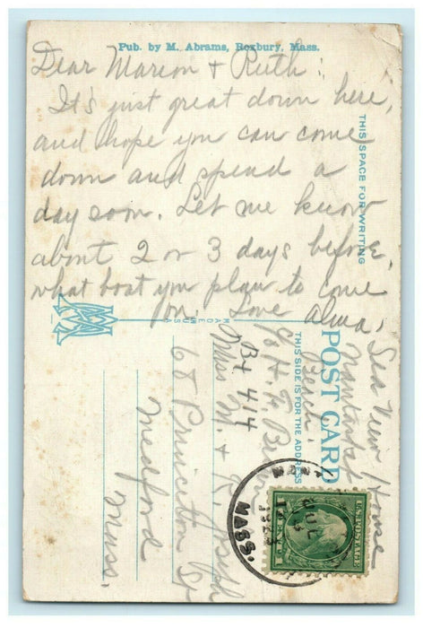 Moonlight on Nantasket Beach Massachusetts 1923 Vintage Postcard