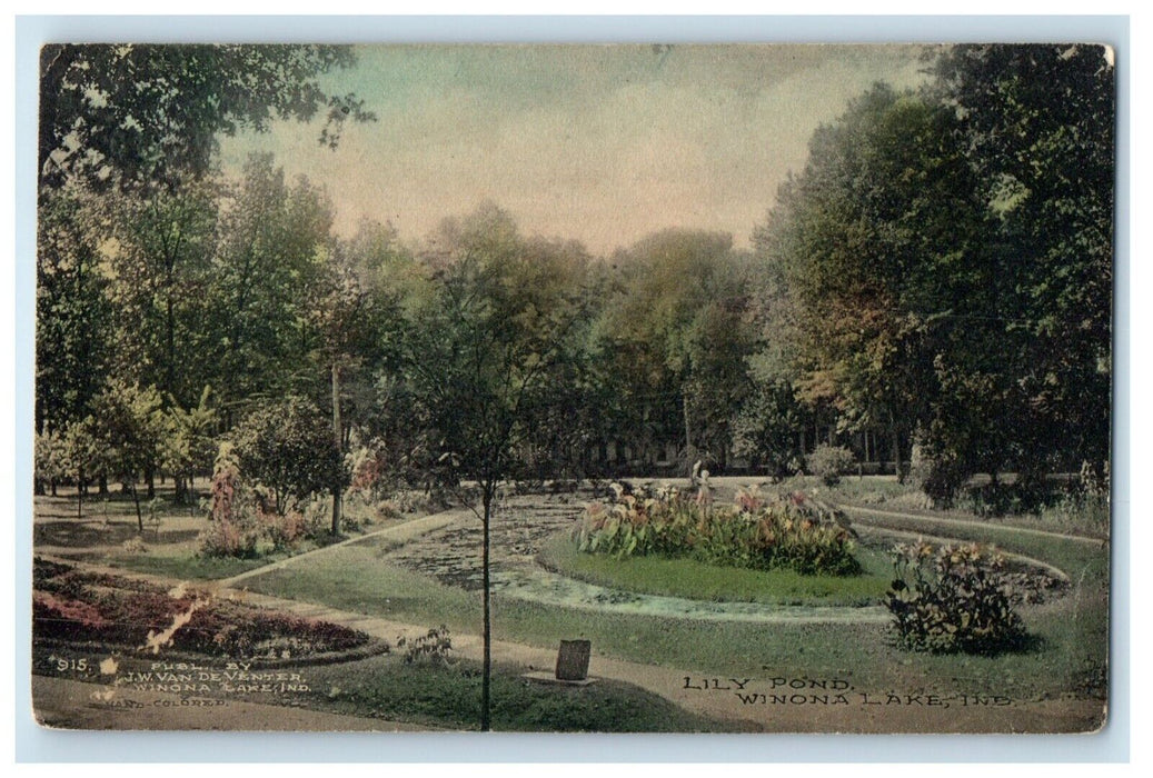 1910 A View Of Lily Pond Winona Lake Indiana IN Posted Antique Postcard