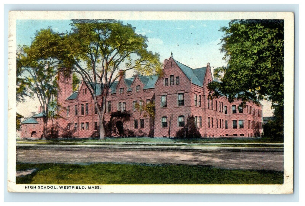 1924 High School View, Westfield Massachusetts MA Vintage Postcard