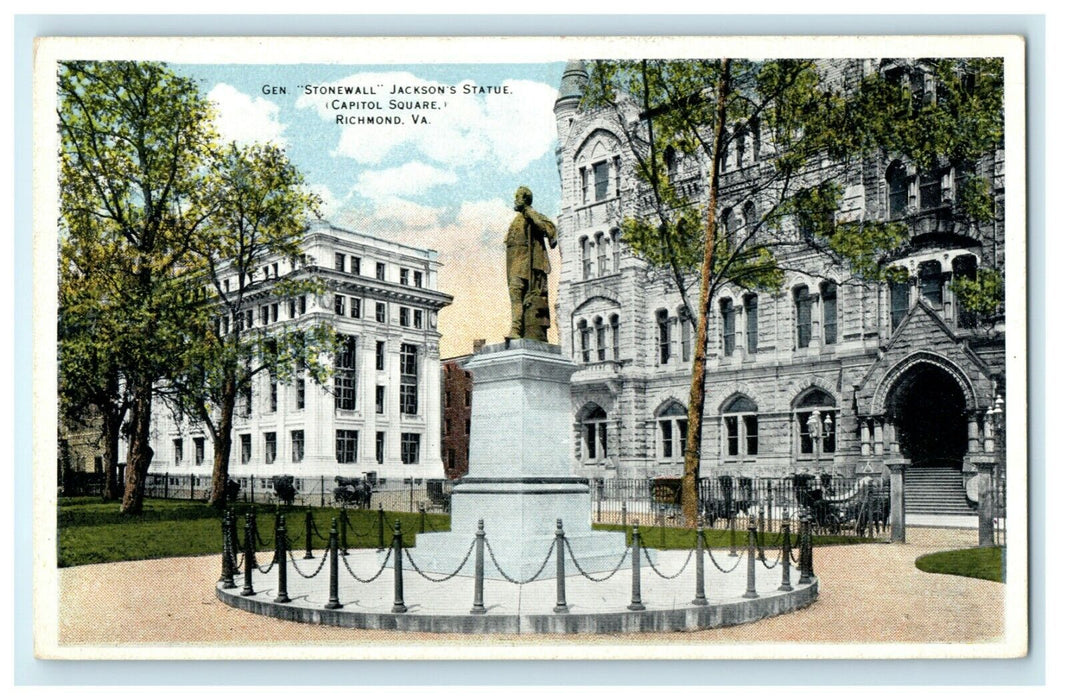 c1910 General Stonewall Jackson Statue Richmond Virginia VA Postcard