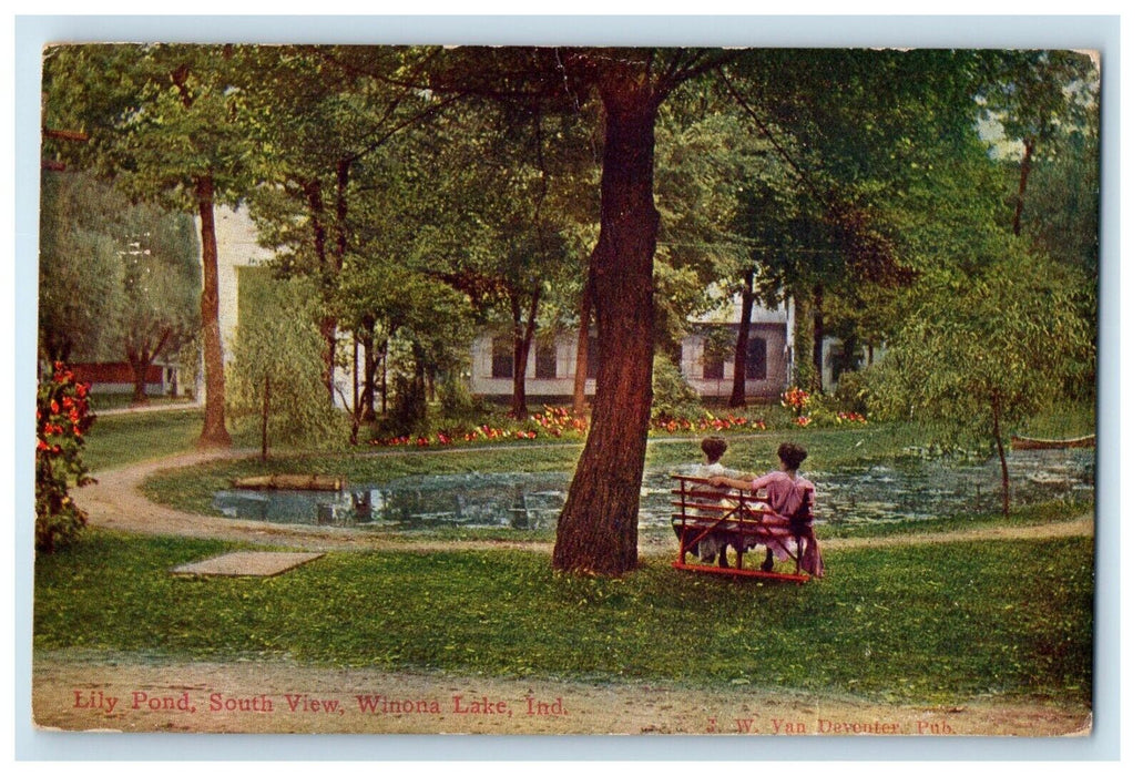 1911 Lily Pond South View Winona Lake Indiana IN Posted Antique Postcard