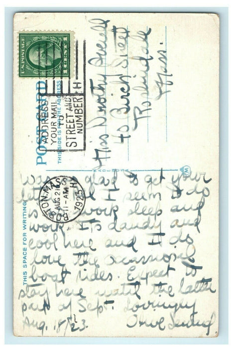 Public Library Winthrop Massachusetts Interesting Postmark 1923 Vintage Postcard
