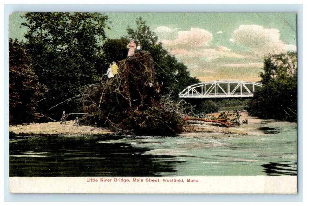 c1905 Little River Bridge Main Street Westfield Massachusetts MA UDB Postcard