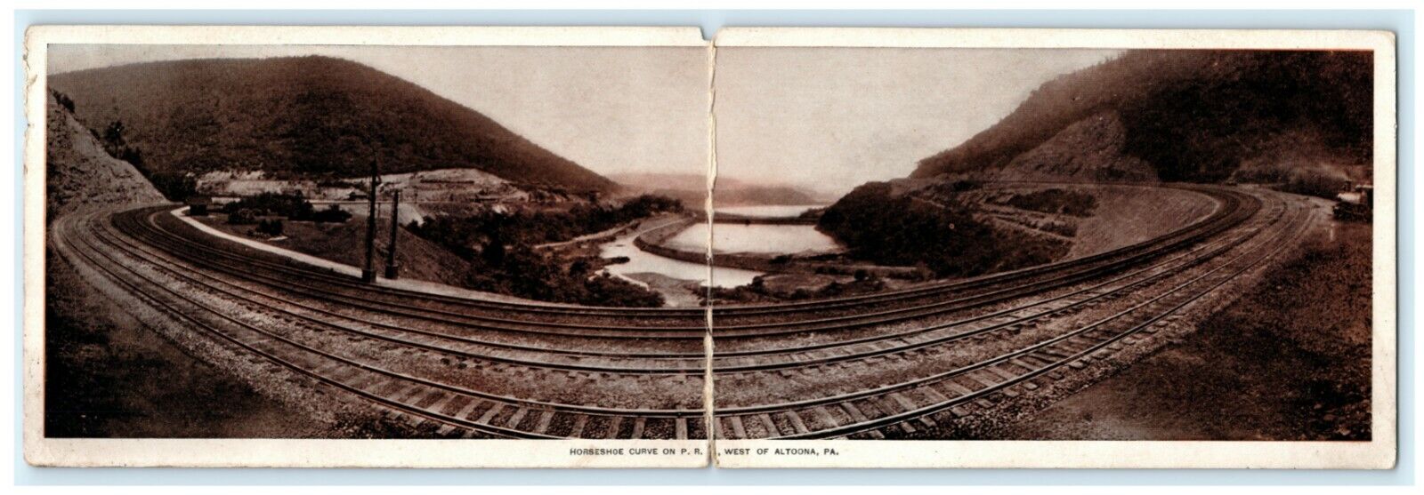 Altoona Pennsylvania Fold Out Horseshoe Curve Railroad Track View Postcard