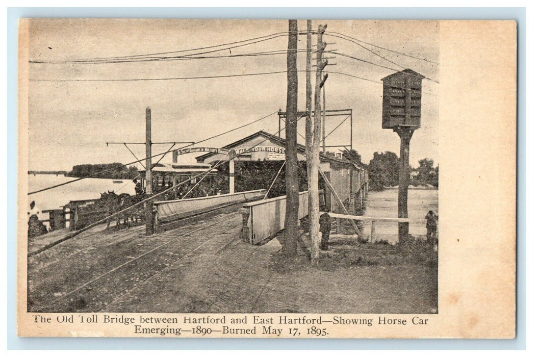 1901 The Old Toll Bridge, Hartford Connecticut CT Antique Postcard